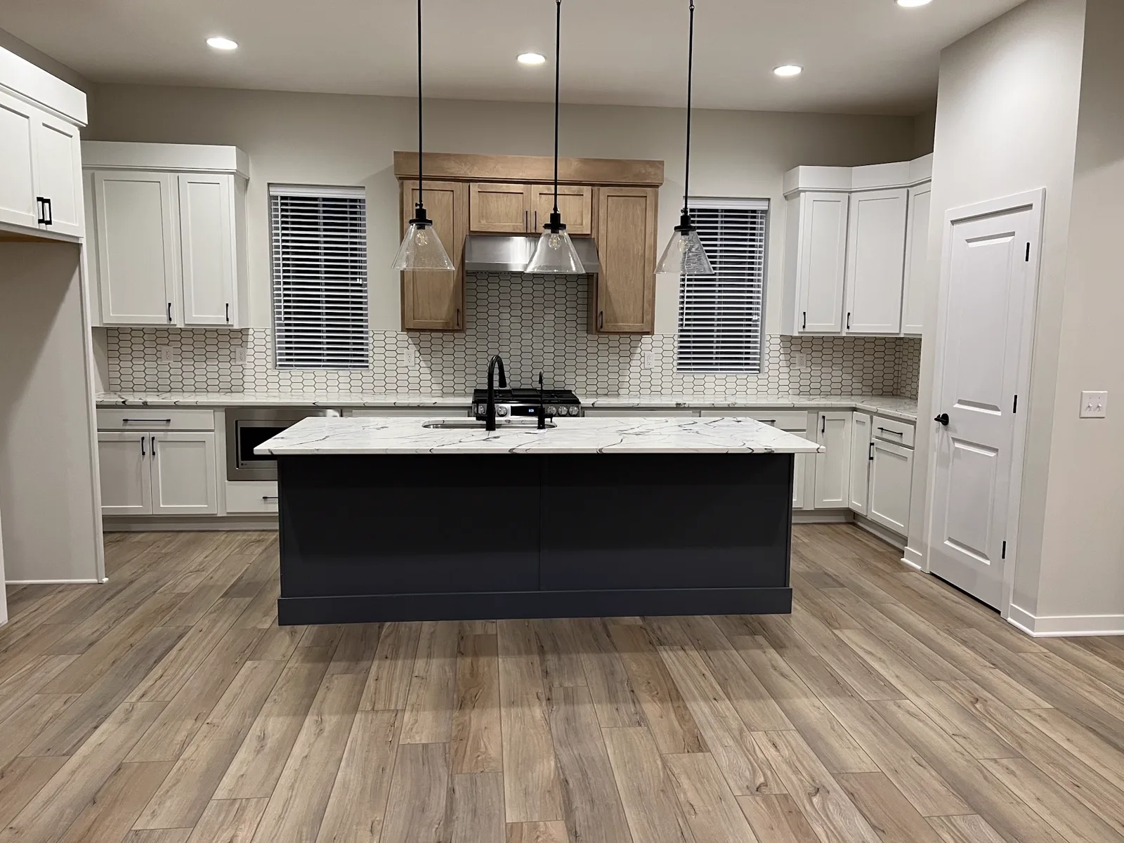 Modern kitchen with beautiful flooring